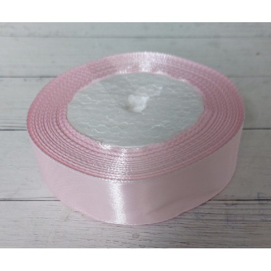 ОПТ Лента атласная однотонная 2,5 см*25 ярдов, цв. бледно-розовый 61, цена за катушку